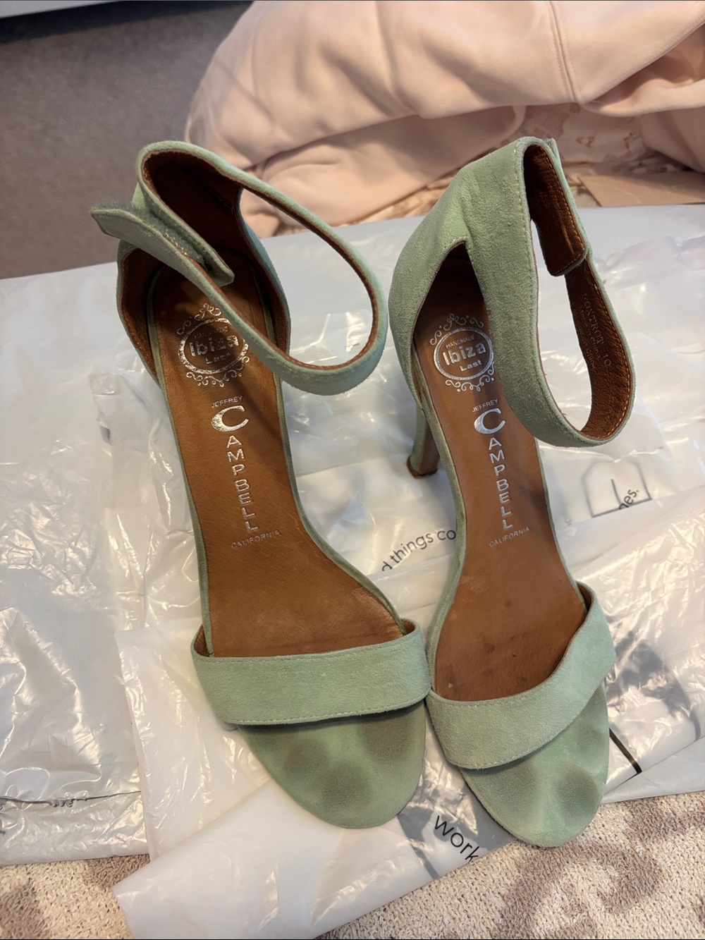 Jeffrey Campbell Foxtrot Ibiza Last mint green Velcro heels-size 10